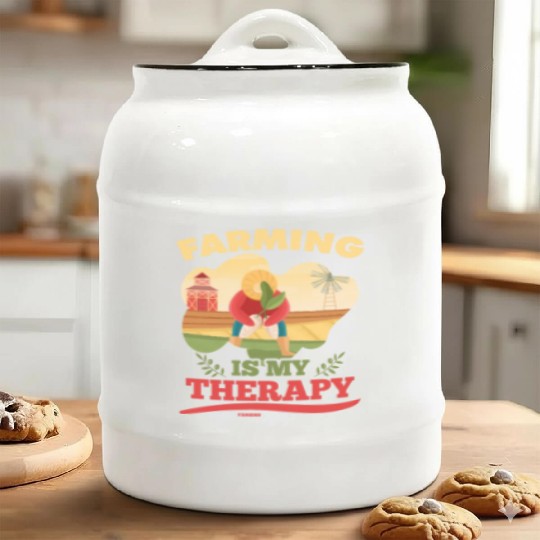 Farming Is My Therapy Ceramic Cookie Jars