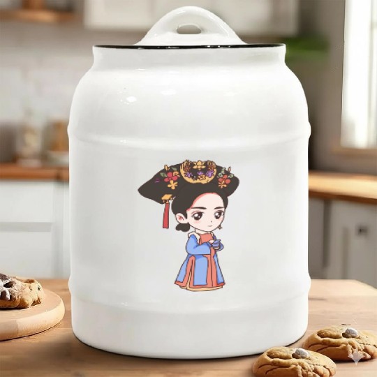 HAND PAINTED GIRL IMAGE Ceramic Cookie Jars