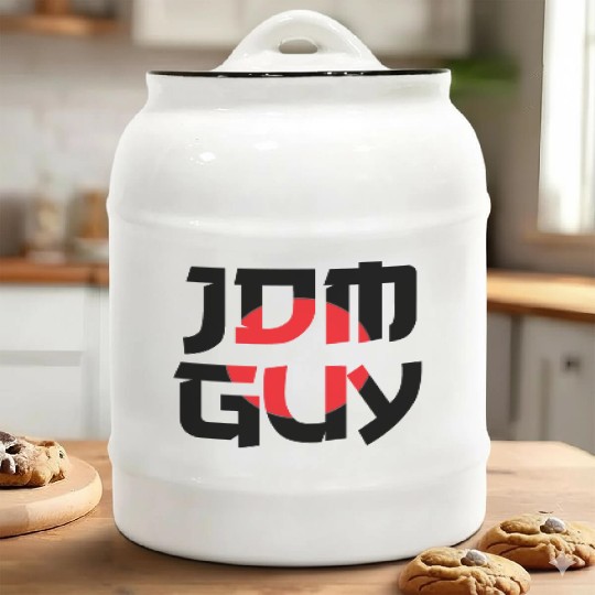 JDM GUY Japanese flag black drift tuner car lover Ceramic Cookie Jars