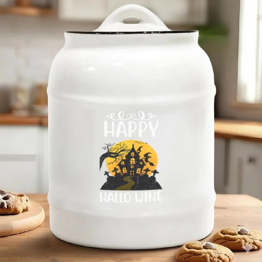 Happy Hallo Wine Funny Halloween Ceramic Cookie Jars