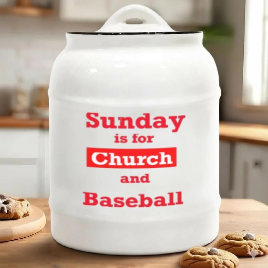 Sunday is for church and Baseball Ceramic Cookie Jars