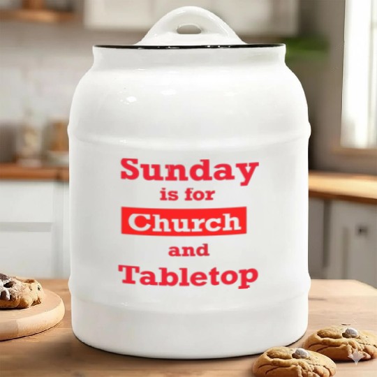 Sunday is for church and Tabletop Ceramic Cookie Jars