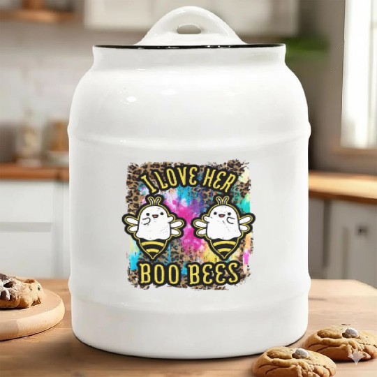 Halloween I love her Boo Bees Tie Dye Ceramic Cookie Jars