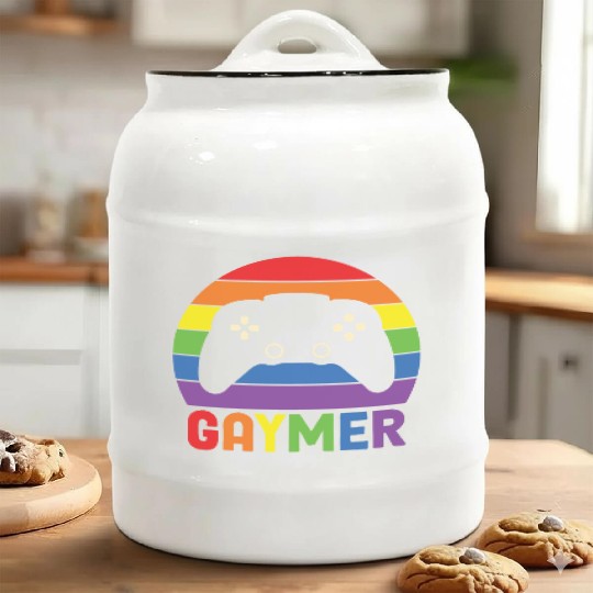 LBGT Flag Gay Pride Human Gaymer Gamer Ceramic Cookie Jars