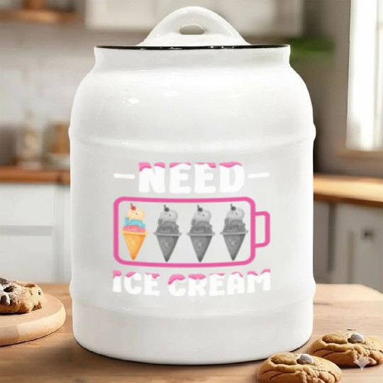 Ice Cream Battery Cone Need Ice Ceramic Cookie Jars