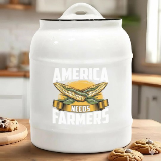 America Needs Farmers Funny Corn Farming Ceramic Cookie Jars