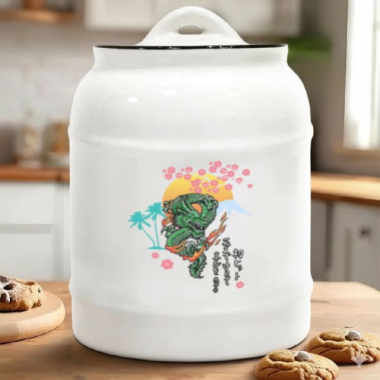 Dragon Sun Cherry Blossom | Japanese Culture Ceramic Cookie Jars