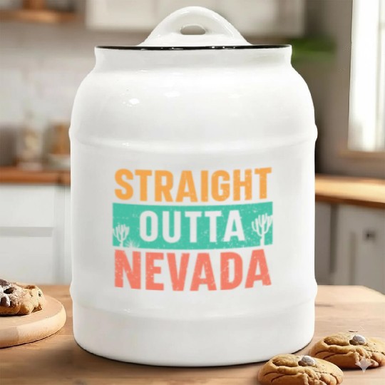Straight Outta Nevada USA America Nevadans Ceramic Cookie Jars