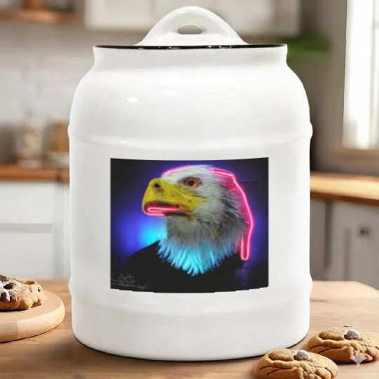 i love america neon bright lightsamerican eagle Ceramic Cookie Jars