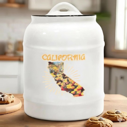 Retro California Flower Ceramic Cookie Jars