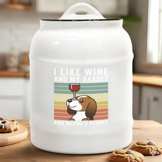 I Like Wine And My Basset Hound Ceramic Cookie Jars