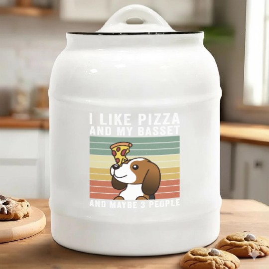 I Like Pizza And My Basset Hound Ceramic Cookie Jars