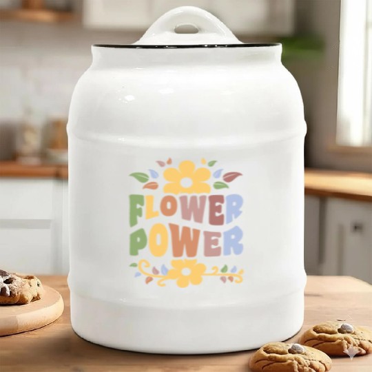 Flower Power 1960's Hippie Floral Funny Saying Ceramic Cookie Jars