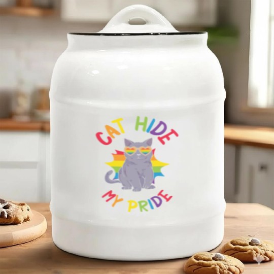 Cat Hide my Pride LGBT Cats and Women Ceramic Cookie Jars