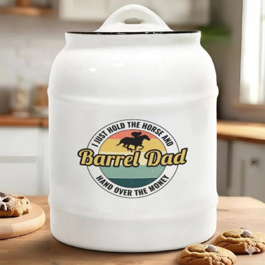 Barrel Racer Racing Horse Riding Dad Fathers day Ceramic Cookie Jars