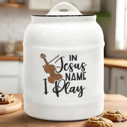 Jesus Name Violin Musician Music Violinist Ceramic Cookie Jars