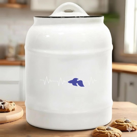 Jff Blue Betta Fish Heart Beat Ceramic Cookie Jars