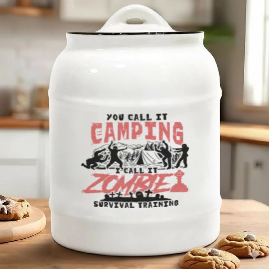 Camping Zombie Survival Training - nature Ceramic Cookie Jars