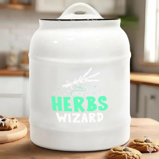 Herbs Wizard Herbalist Herb Herbalism Gardening Ceramic Cookie Jars
