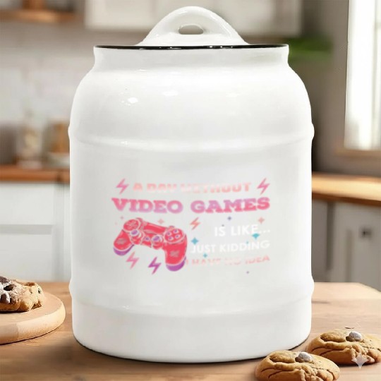 Funny Video Game Lover Gamer A Day Without Gaming Ceramic Cookie Jars