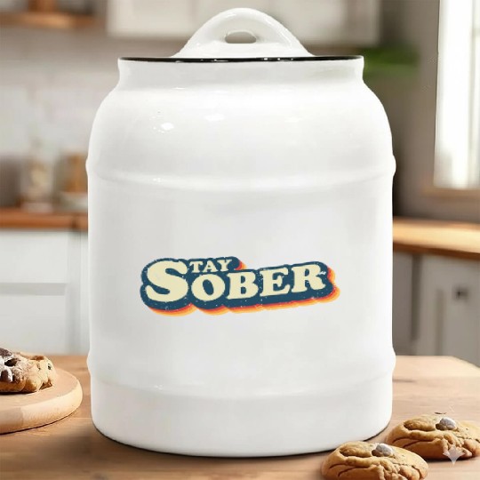 Stay Sober Retro Vintage | Sobriety Ceramic Cookie Jars