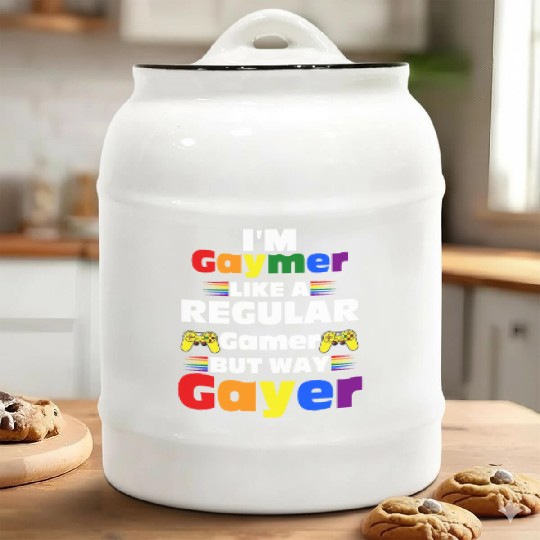 Funny Gaymer Gay Gamer Gayer - Pride Rainbow LGBT Ceramic Cookie Jars