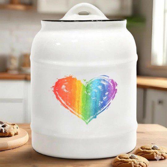 LGBT Gay Lesbian Pride Month Heart Flag LGBT Ceramic Cookie Jars