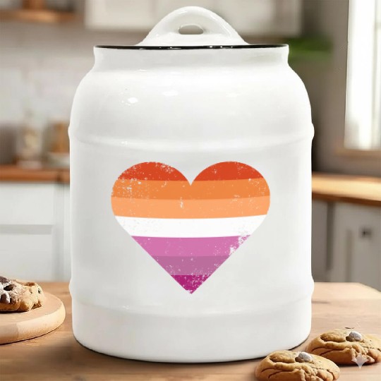 Lesbian Pride Heart Flag Ceramic Cookie Jars