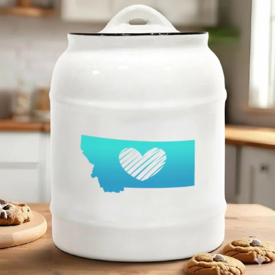Montana Map Heart Ceramic Cookie Jars