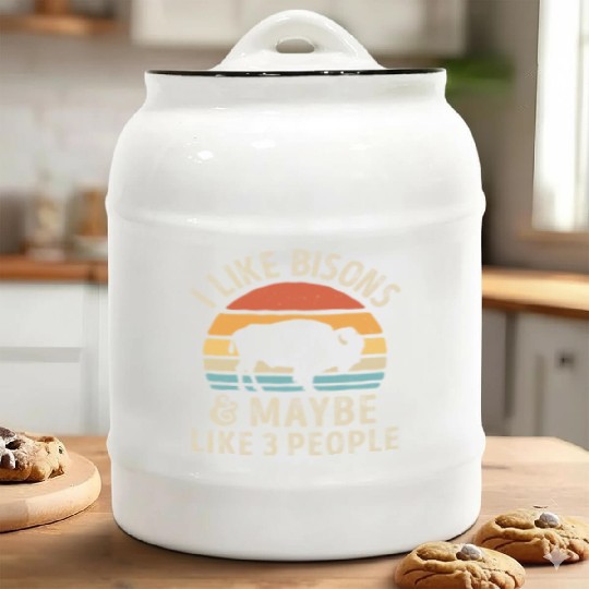 I Like Bisons and Maybe 3 People Retro Sunset Vint Ceramic Cookie Jars