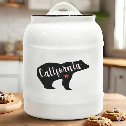 California Bear Flag Ceramic Cookie Jars