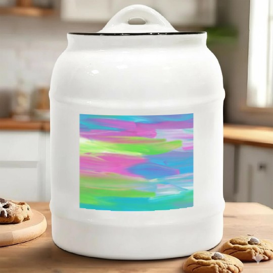Abstract Colorful Painting Ceramic Cookie Jars