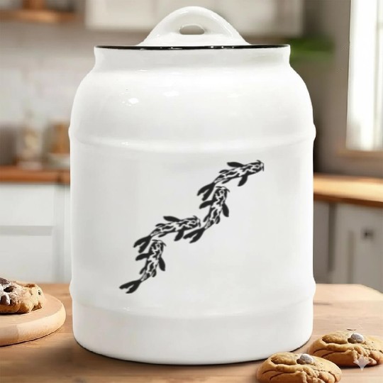 row koi fish nishikigoi Ceramic Cookie Jars