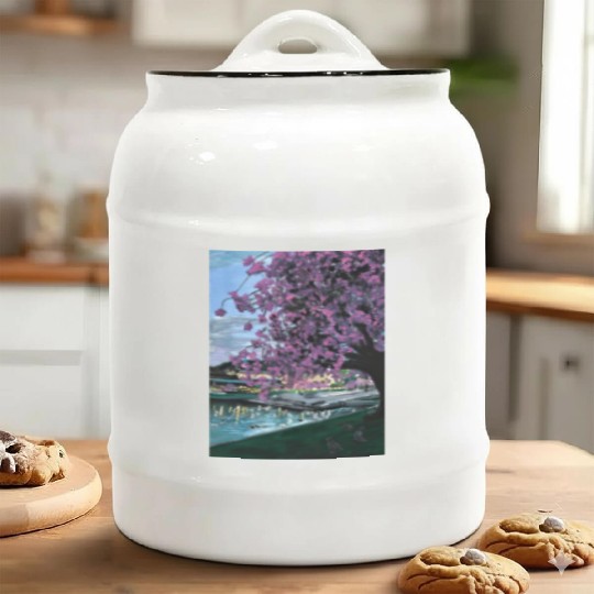 Festplass Swans and Cherry Flowers week 17 Ceramic Cookie Jars
