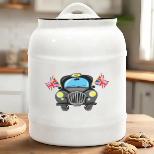 Taxi Hackney the black cab in London Ceramic Cookie Jars