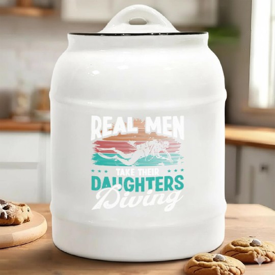 Diver Real Men taker their Daughters Scuba Diving Ceramic Cookie Jars