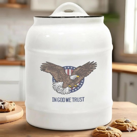 In God We Trust - Bald Eagle - Patriotic Ceramic Cookie Jars