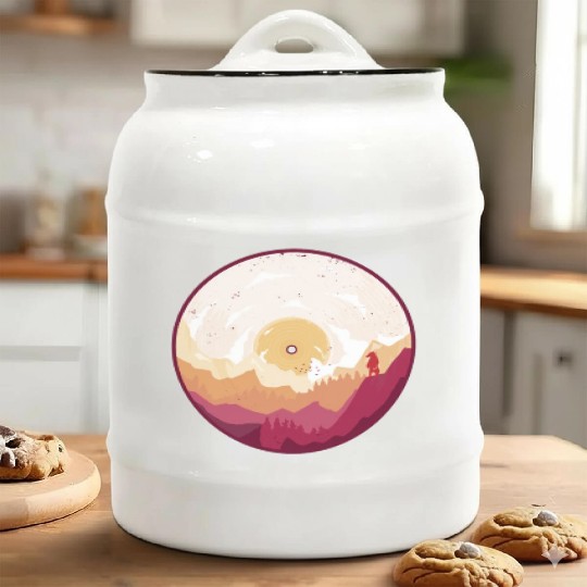 Vinyl Forest Silhouette Nature Music Lover Ceramic Cookie Jars