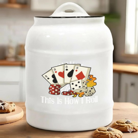 Poker Casino Poker Player Gambling Roulette Gift Ceramic Cookie Jars