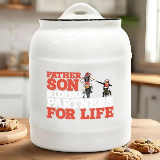 Father Son, Riding Partners For Life 3 Ceramic Cookie Jars