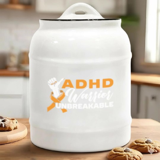ADHD Warrior Unbreakable Embrace Neurodiversity Ceramic Cookie Jars