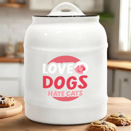 Love Dogs Hate Cats Animal Dog Puppy Lover Ceramic Cookie Jars