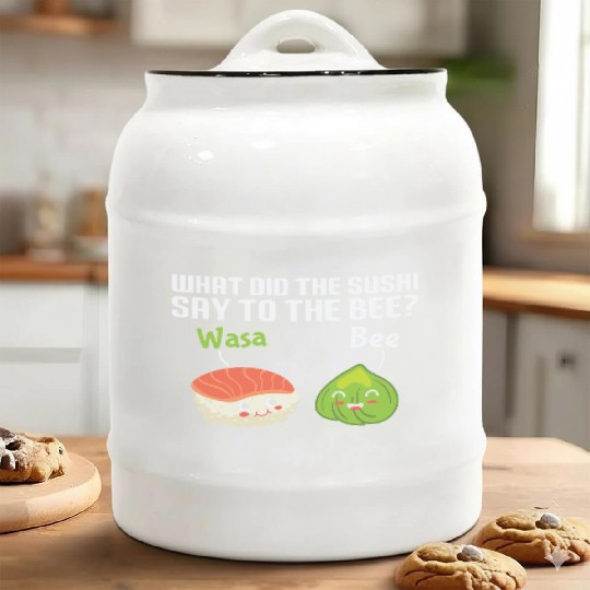 Funny Sushi Wasabi Pun Quote What did the Sushi Ceramic Cookie Jars