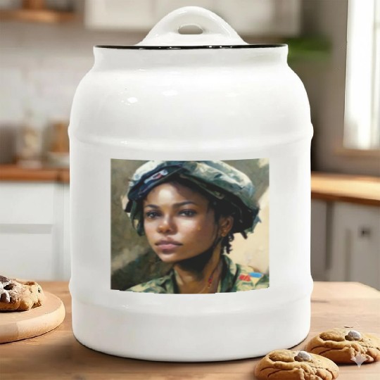 Beautiful US army combat medic painting Ceramic Cookie Jars