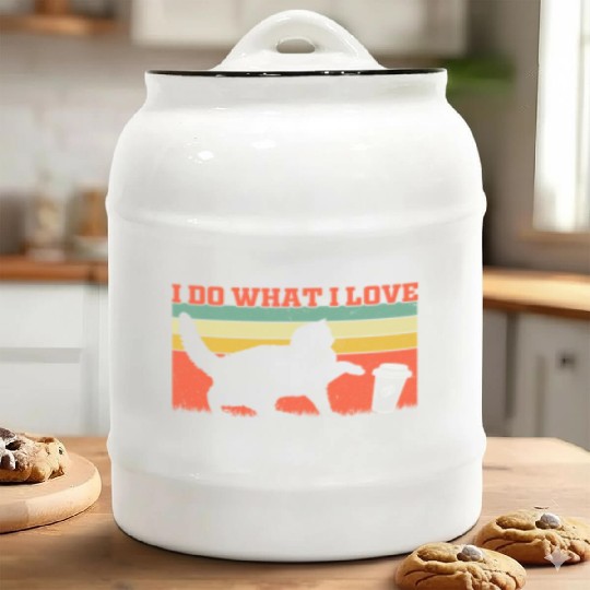 Cat Owner - I Do What I Love - Cat Lover Funny Cat Ceramic Cookie Jars