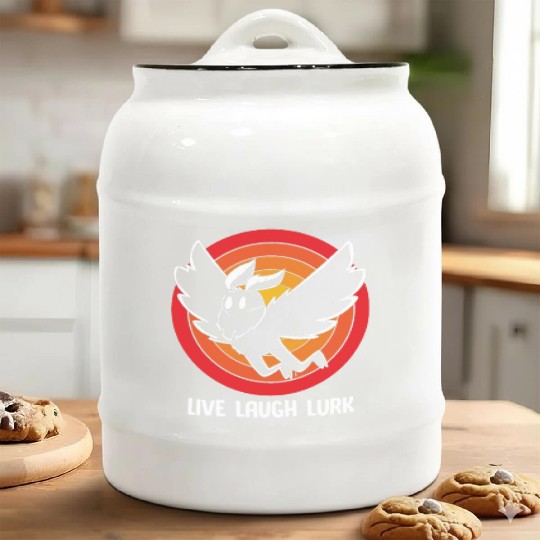 Funny Cryptid Live Laugh Lurk Mothman Ceramic Cookie Jars