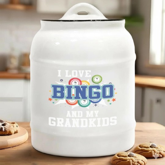 I Love Bingo And My Grandkids Funny Bingo Ceramic Cookie Jars