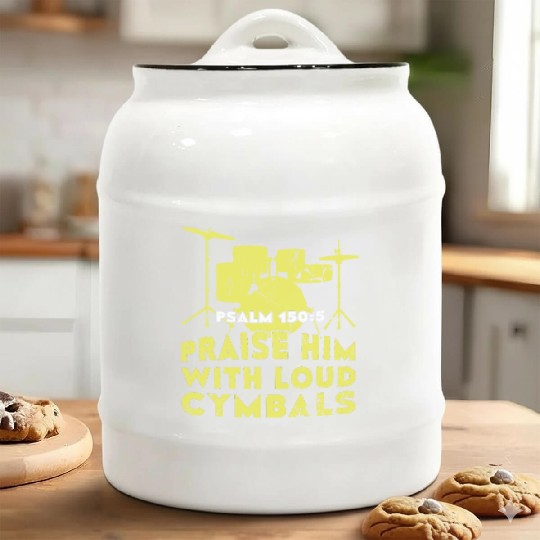 Lord God Jesus Praise With Loud Cymbals Christian Ceramic Cookie Jars