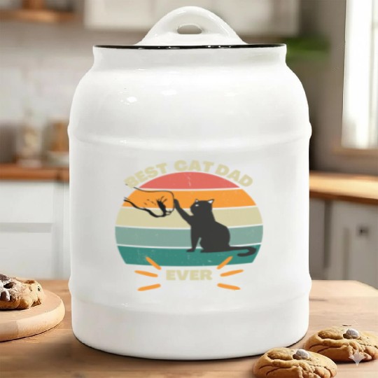 Best Cat Dad Ever Ceramic Cookie Jars Funny Father Day