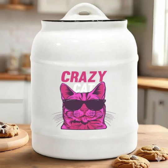 Cat Lover Cat Owner Funny Cat Meme I Crazy Cat Ceramic Cookie Jars